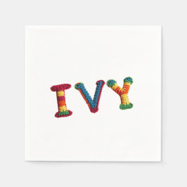 Ivy Name in lebendigem Häkelmuster Serviette