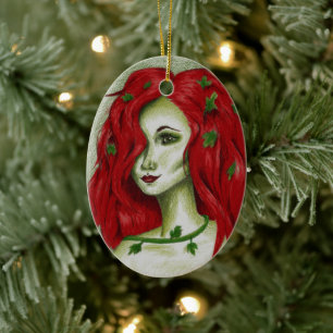 Ivy Nymph Redhead Frau Pixie Fantasy Art Keramikornament