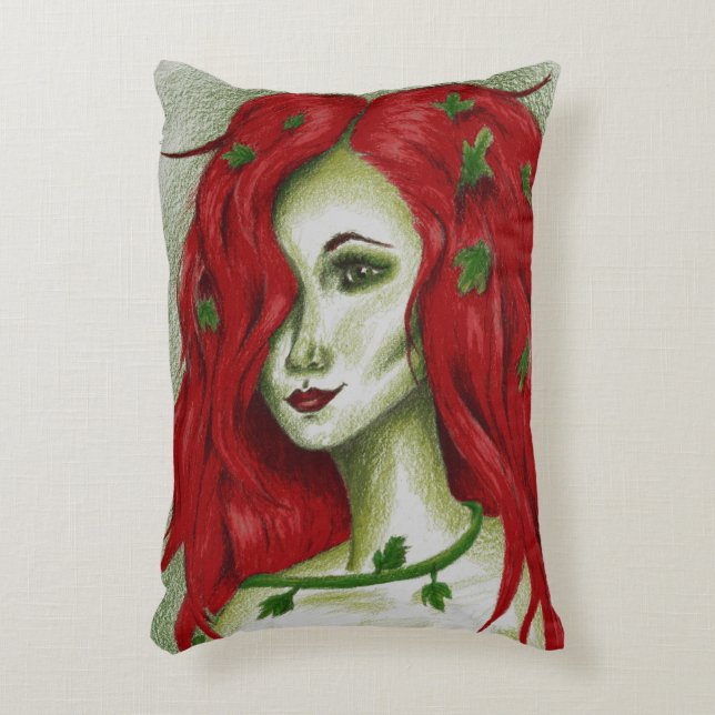 Ivy Nymph Redhead Frau Pixie Fantasy Art Zierkissen (Vorderseite(Vertikal))