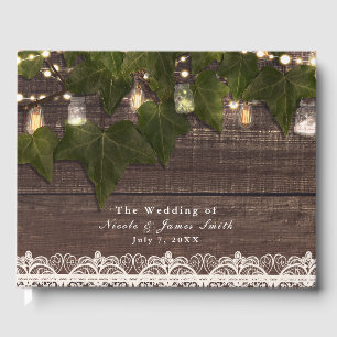 Ivy & String Lights Mason Jar Rustikale Hochzeit Gästebuch