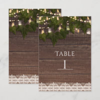 Ivy & String Lights Mason Jar Rustikale Tischnumme