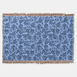 Iwalani Vintage Hawaiianisches Blaues Blumenmuster Decke