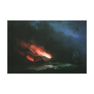Iwan Aivazovsky "das brennende Schiff " Leinwanddruck