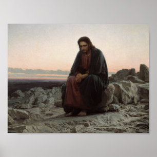 Iwan Kramskoy- Christus in der Wildnis Poster