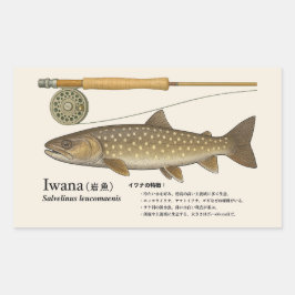 Iwana (Salvelinus leucomaenis) – Japanische Illust Rechteckiger Aufkleber