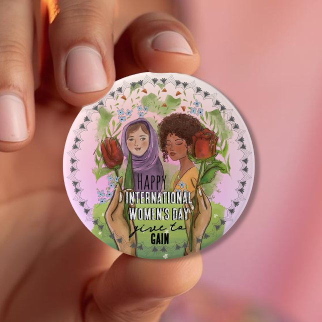 IWD 2026 Give To Gain Mandala Button | Groß  (IWD 2026 Give To Gain Mandala Button | Large )
