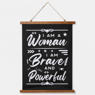 IWD Ich bin eine Frau Ich bin mutig und stark Wandteppich Mit Holzrahmen
