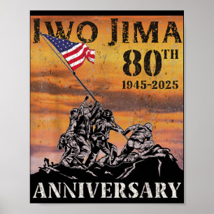 Iwo Jima 80-jähriges Jubiläum Wwii Veteran US Flag Poster