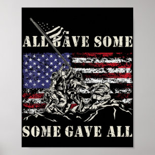 Iwo Jima Wwii Veteran 4. Juli Armee USA Flaggensta Poster