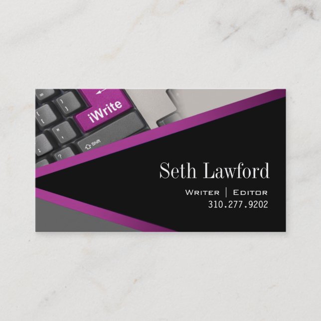 iWrite - carte de visite de rédacteur d'auteur de (Devant)