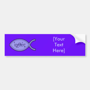 IXOYE christliches Fisch-Symbol - blaues Pergament Autoaufkleber