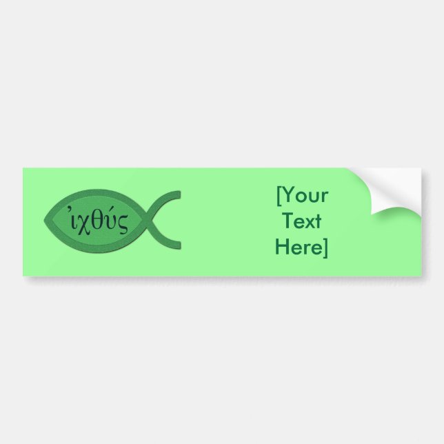 IXOYE christliches Fisch-Symbol - grünes Pergament Autoaufkleber (Vorne)
