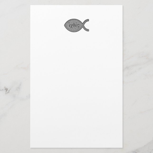 IXOYE christliches Fisch-Symbol - Steineffekt Briefpapier (Vorderseite)