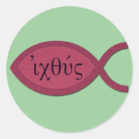 IXOYE Christliches Fischsymbol - Rotes Pergament