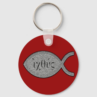 IXOYE Christliches Fischsymbol - Stone-Effekt Schlüsselanhänger