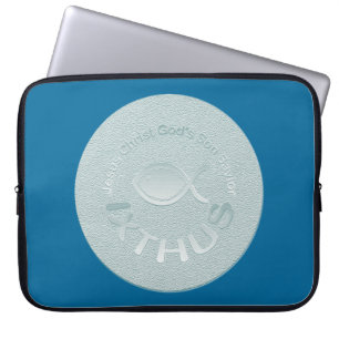 IXTHUS christliches Fisch-Symbol - SILBER Laptopschutzhülle