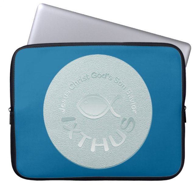 IXTHUS christliches Fisch-Symbol - SILBER Laptopschutzhülle (Vorderseite)