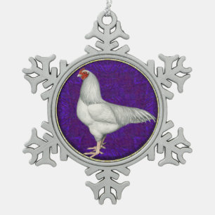 Ixworth Rooster Schneeflocken Zinn-Ornament