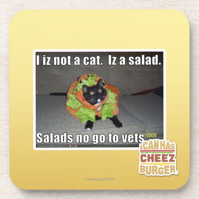 Iz I nicht eine Katze. Iz ein Salat Getränkeuntersetzer (Vorderseite)