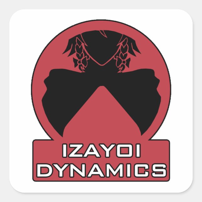 Izayoi Dynamics Logo mit Text Quadratischer Aufkleber (Vorderseite)