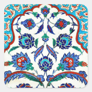 Iznik-Fliese Quadratischer Aufkleber