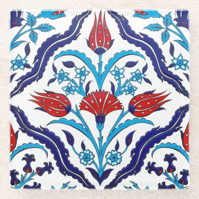 Iznik-Fliesen Glasuntersetzer (Vorderseite)