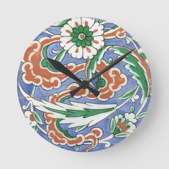 Iznik motif Wall Clock Runde Wanduhr (Vorderseite)