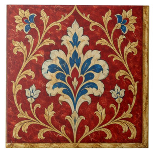 Iznik Rotes Florales Osmanisches Ornament   Fliese