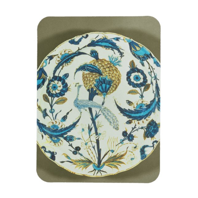 Iznik-Schale mit einem Pfau unter fl Magnet (Vertikal)