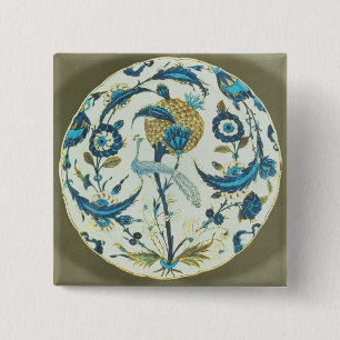 Iznik Teller, der mit einem Pfau gemalt wurde, Button