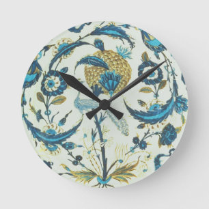 Iznik Teller, der mit einem Pfau gemalt wurde, Runde Wanduhr