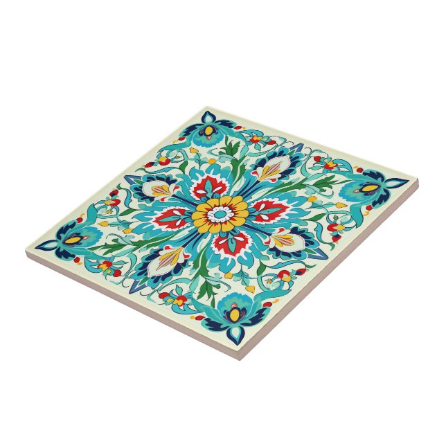 Iznik Türkise Blossom Radiance Fliese (Seite)