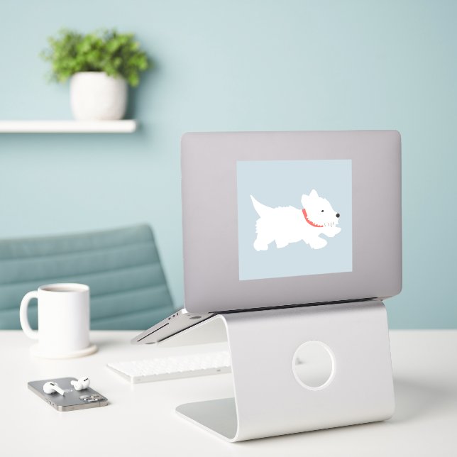 Izzie The Westie Aufkleber (Laptop auf Schreibtisch)