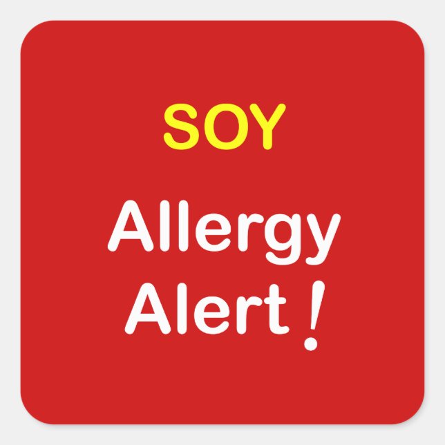 j4 - Allergiealarm - SOY. Quadratischer Aufkleber (Vorderseite)