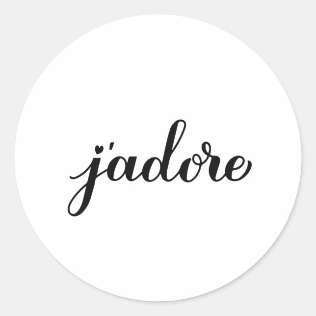 J’adore kalligraphische Schrift. Ich liebe Französ Runder Aufkleber (Vorderseite)