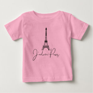 J' adore Paris Eiffel Tower Niedlich Pink Baby T-shirt