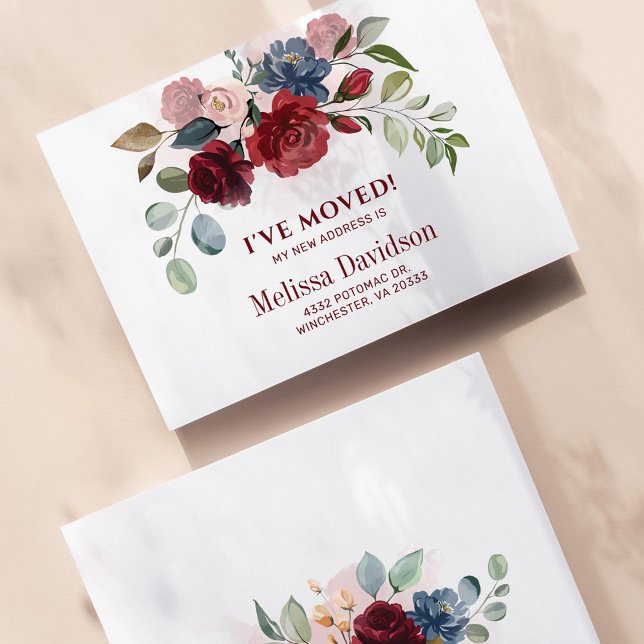 J’ai déménagé la Bourgogne Faire-part botanique fl (Créateur téléchargé)