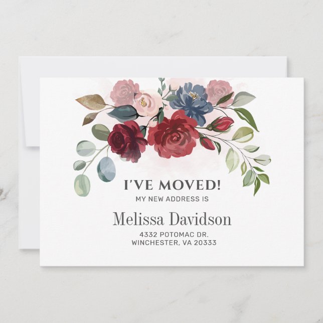 J’ai déménagé la Bourgogne Faire-part botanique fl (Devant)