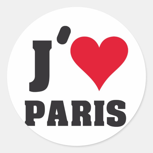 J´AIME PARIS RUNDER AUFKLEBER (Vorderseite)