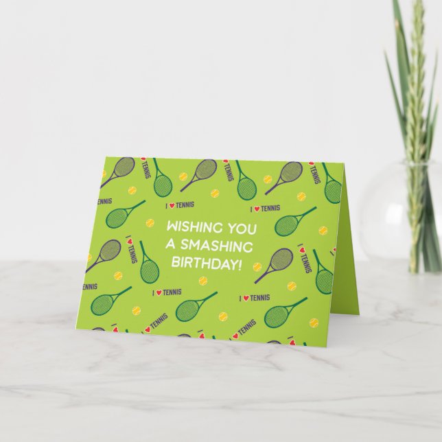 🎾 J'💚 aimer le tennis Bonne Carte d'Anniversaire (Devant)