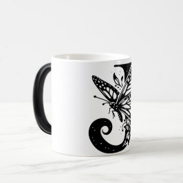 J Alphabet black butterfly Verwandlungstasse