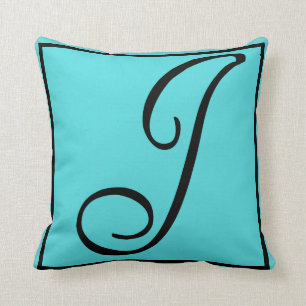J-ANFANGSkissen - Buchstabe J auf Aqua-Hintergrund Kissen