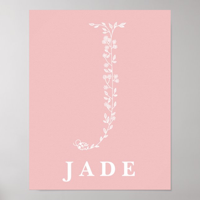 J Botanique Floral Monogramme personnalisé Poster  (Devant)