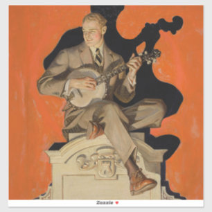 J.C. Leyendecker Banjo-Spieler 1920 Art Deco Kunst Aufkleber