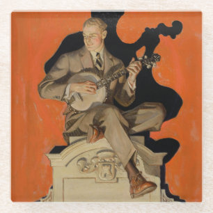 J.C. Leyendecker Banjo-Spieler 1920 Art Deco Kunst Glasuntersetzer