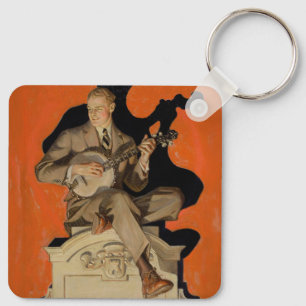 J.C. Leyendecker Banjo-Spieler 1920 Art Deco Kunst Schlüsselanhänger