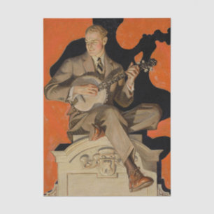 J.C. Leyendecker Banjo-Spieler 1920 Art Deco Kunst Seidenpapier