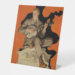 J.C. Leyendecker Banjo-Spieler 1920 Art Deco Kunst Sockelschild