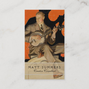 J.C. Leyendecker Banjo-Spieler 1920 Art Deco Kunst Visitenkarte