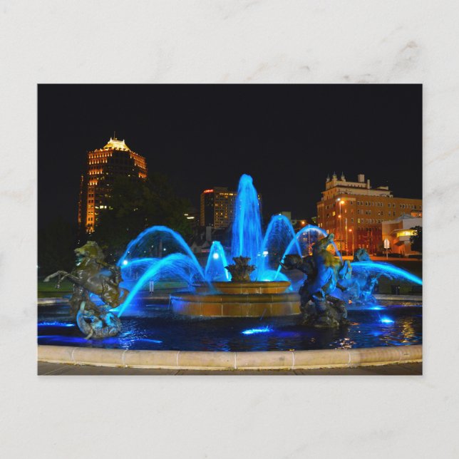 J.C. Nichols Fountain in Blue, Kansas City Postkarte (Vorderseite)
